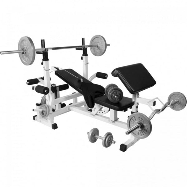 GORILLA SPORTS Power Station Universal avec kit en fonte de 108 kg Blanc et Noir