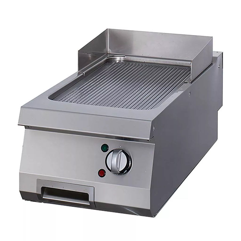 Plaque de cuisson robuste MAXIMA Gastro - Chromée rainurée - Unité simple - Profondeur 70 cm - Électrique