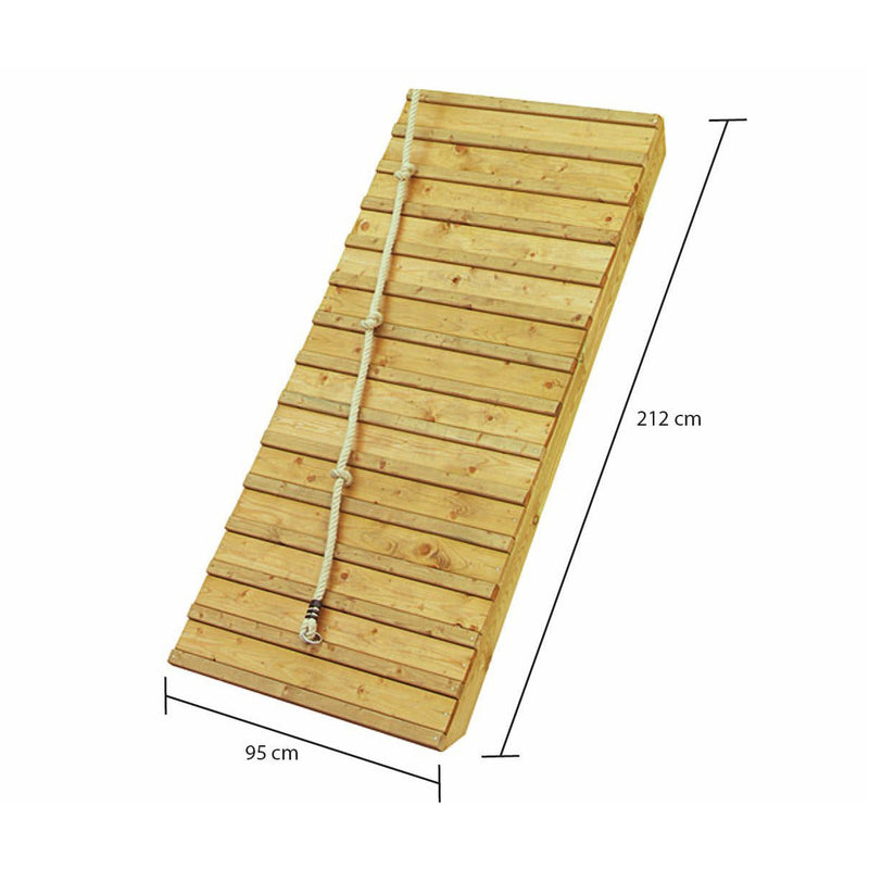 Akubi Stelzenhaus "Fidel" SET naturbelassen mit Wellenrutsche 3m rot, Holzrampe