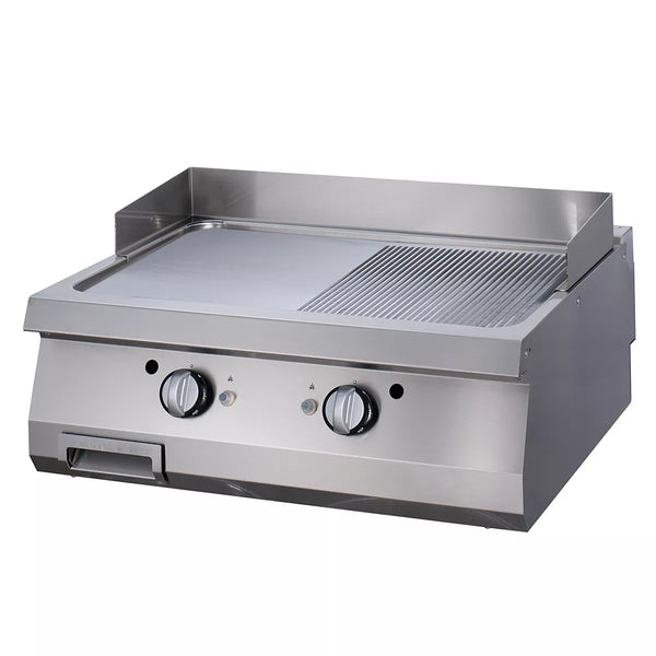 MAXIMA Gastro Premium Grillplatte - Halb Gerillt - Doppeleinheit - 90 cm Tief - Elektrisch