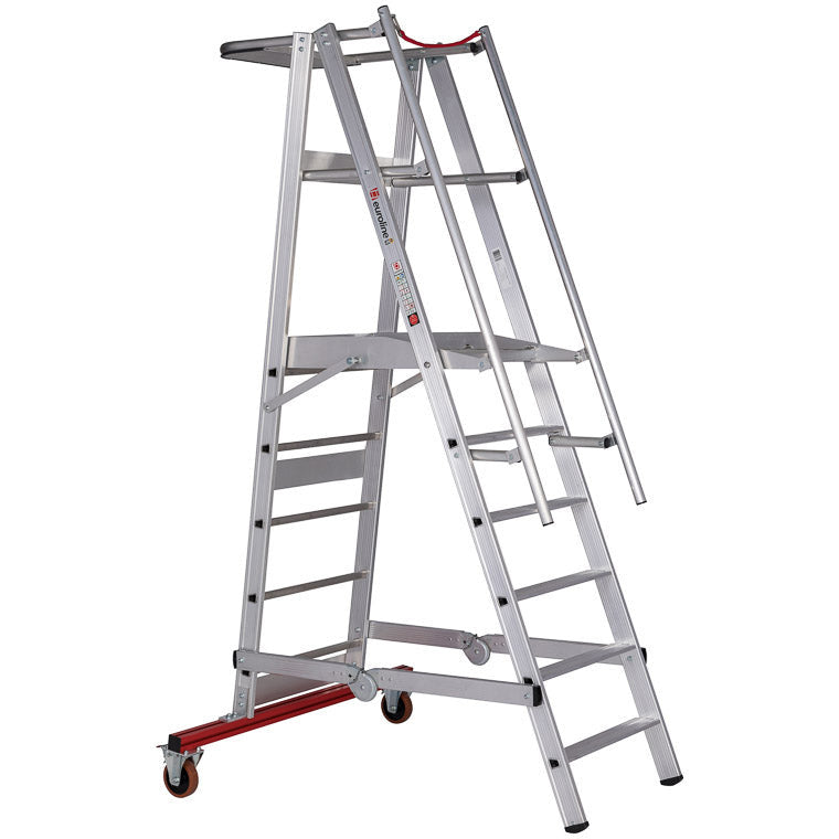 EUROLINE Ladders Nr. 32777 Aluminium platformladder mobiel, opvouwbaar