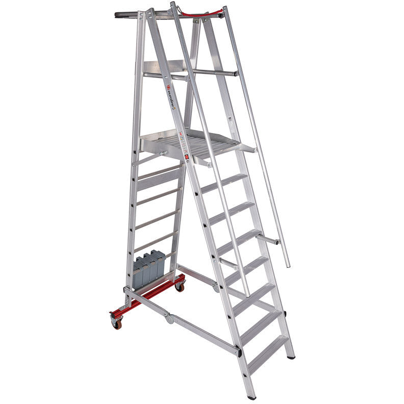 EUROLINE Ladders Nr. 32778 Aluminium platformladder mobiel, opvouwbaar