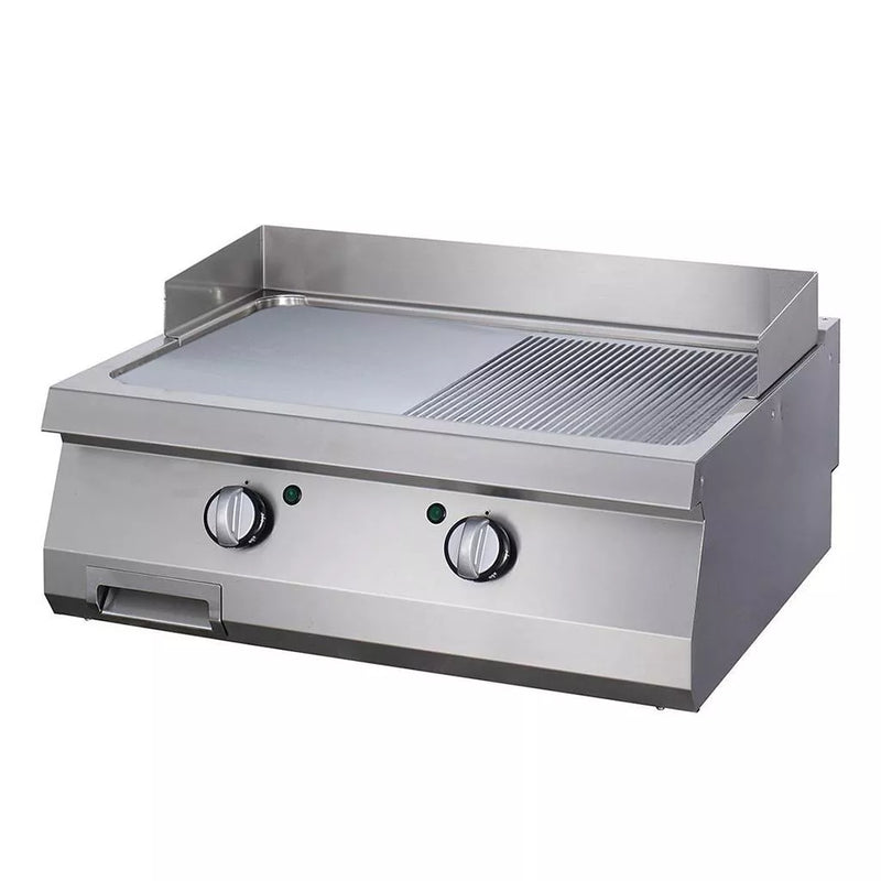 MAXIMA Gastro Heavy Duty Grillplaat - Half Gegroefd - Dubbele Unit - 70 cm Diep - Elektrisch