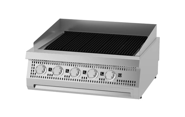 MAXIMA Gastro Premium Houtskoolgrill - 5 Zones - Dubbele Unit - 90 cm Diep - Gas