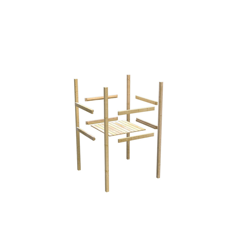 Maison de jeux pour enfants Akubi "Frieda" SET ACTION2 naturel avec extension, balançoire double, structure d'escalade et toboggan violet