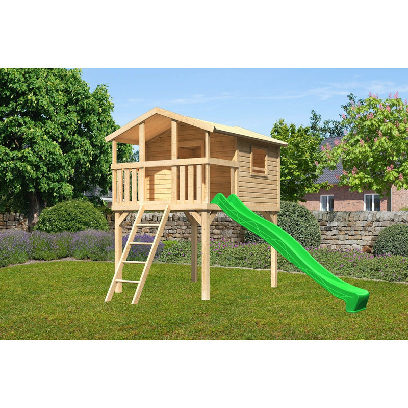 Maison sur pilotis Akubi "Benjamin" SET ACTION2 naturel avec toboggan vert