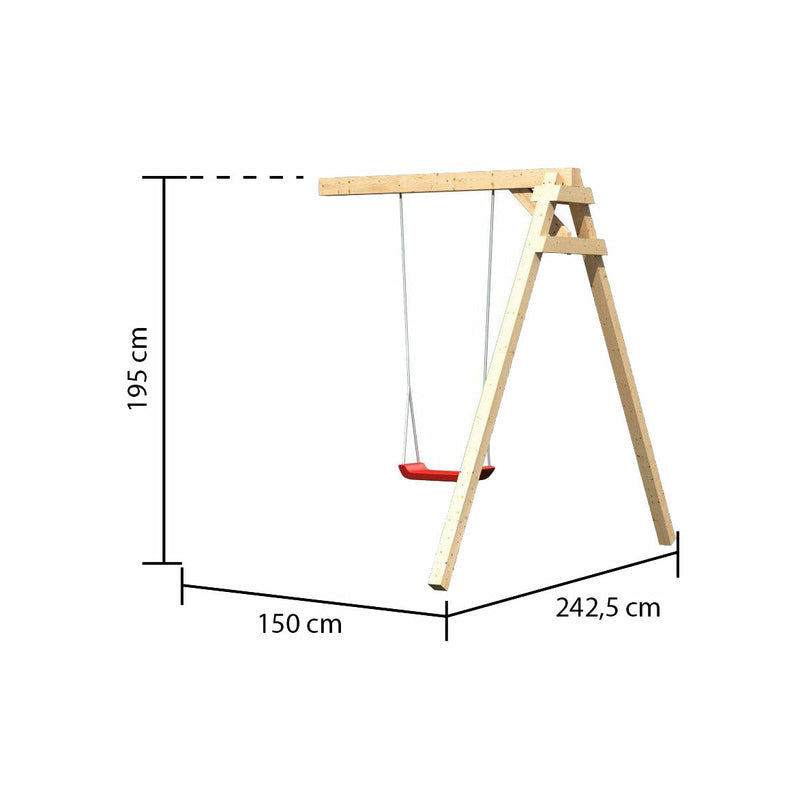 Akubi Kinderspielturm "Danny" SET naturbelassen mit Schaukelanbau Einzel, Rutsche 2,5m grün