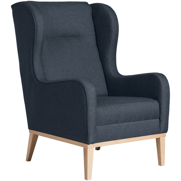 Fauteuil à oreilles Angelo bleu de Max Winzer