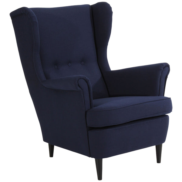 Fauteuil à oreilles Max Winzer Clint bleu foncé