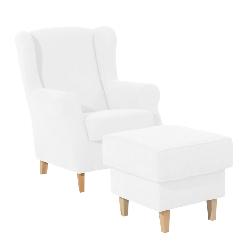 Fauteuil à oreilles Max Winzer Lorris crème