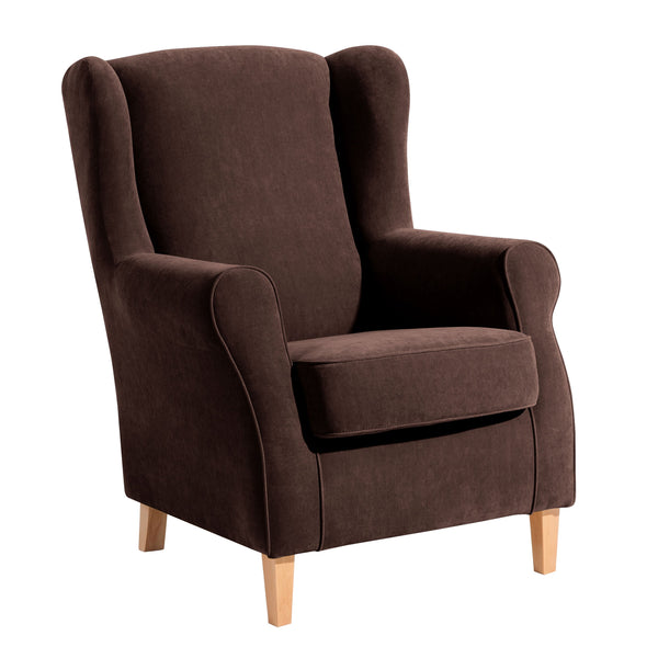 Fauteuil à oreilles Lorris marron de Max Winzer