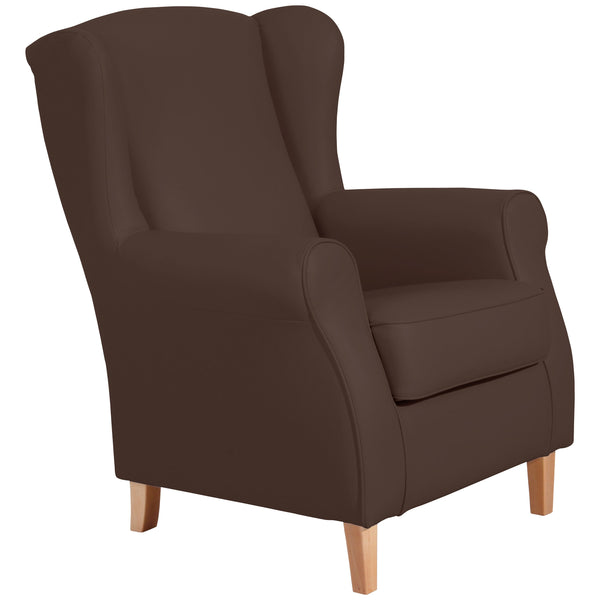 Fauteuil à oreilles Lorris marron de Max Winzer