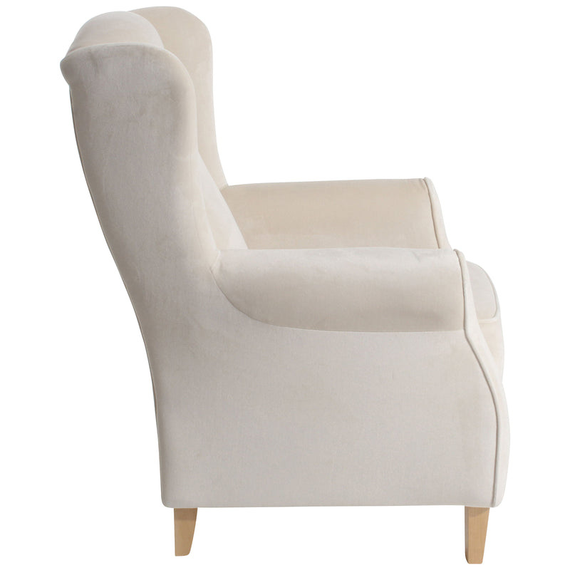 Fauteuil à oreilles Max Winzer Lorris crème