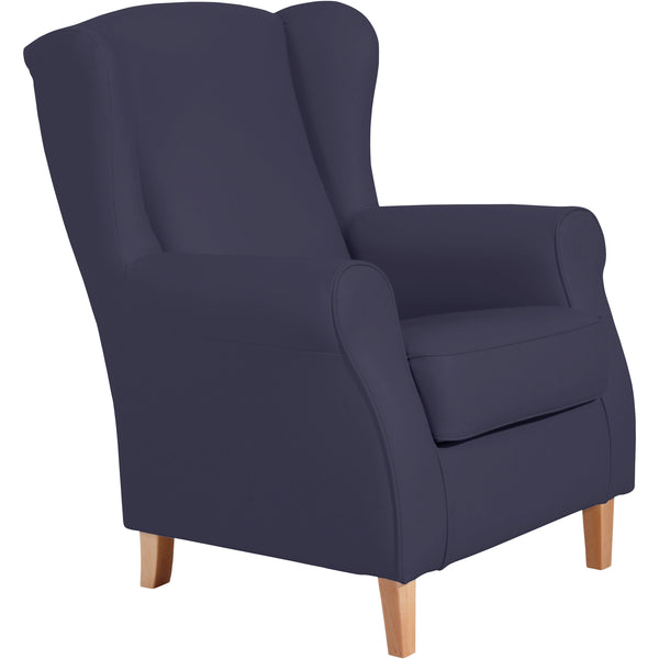 Fauteuil à oreilles Lorris bleu foncé de Max Winzer