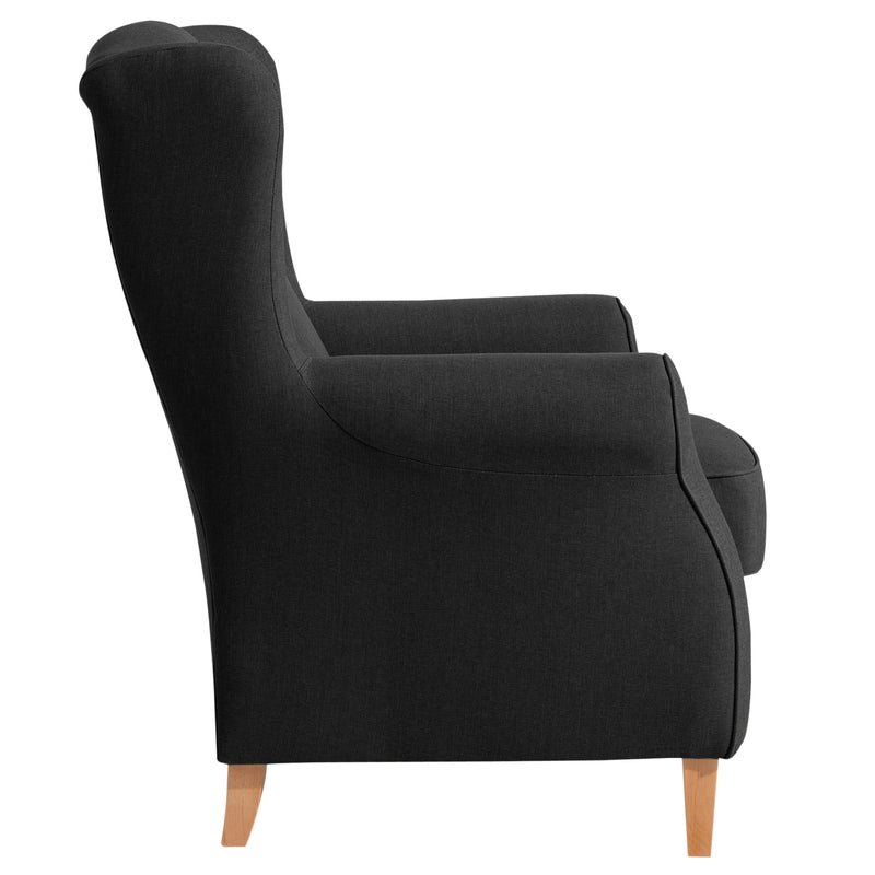 Fauteuil à oreilles Lorris noir de Max Winzer