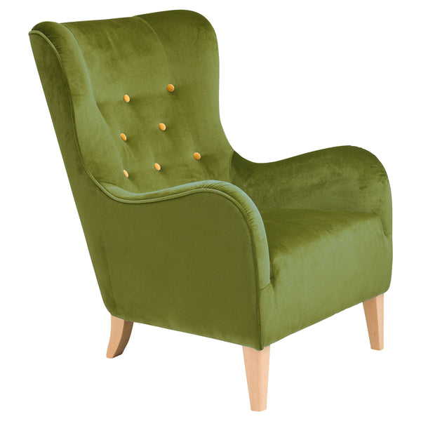 Max Winzer fauteuil Medina olijf met gele knopen