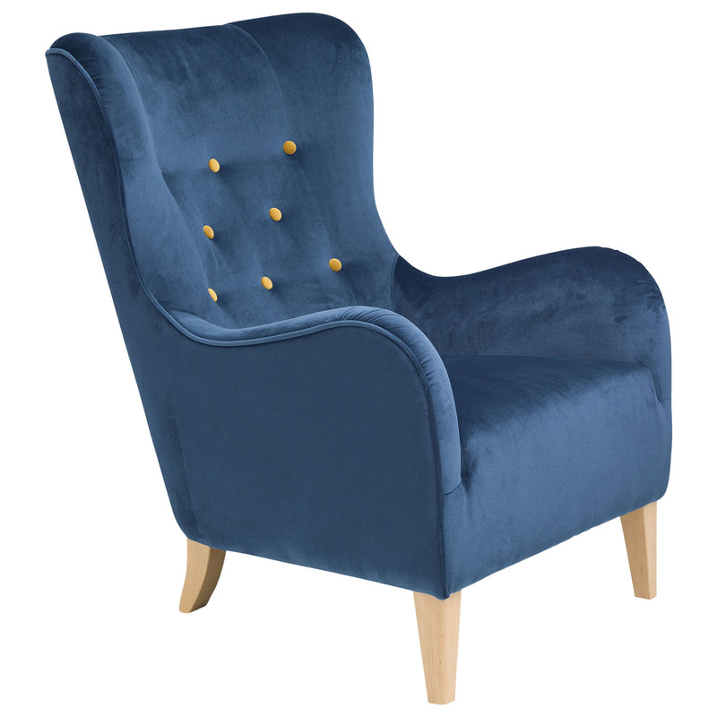 Max Winzer fauteuil Medina petrol met gele knopen