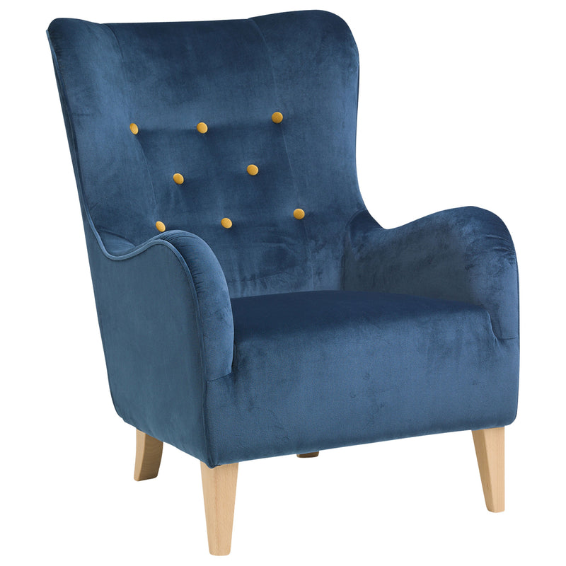 Max Winzer fauteuil Medina petrol met gele knopen