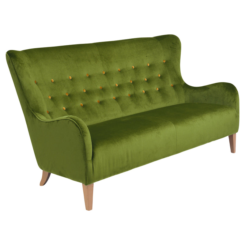 Max Winzer Sofa 2,5-zits Medina olijf met gele knopen