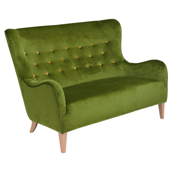 Max Winzer Sofa 2-zits Medina olijf met gele knopen