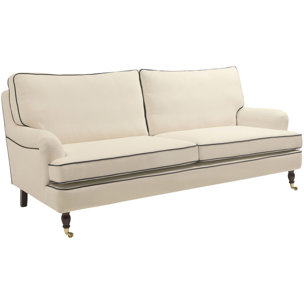 Max Winzer Sofa 3-Sitzer (2-geteilt) Passion creme mit dunkelblauen Keder