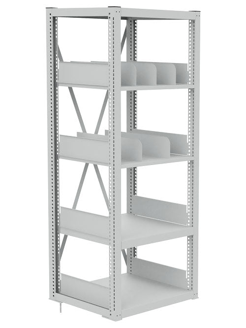 Module 1 de Bedrunka+Hirth | 700, 2x cadre de support, 1x traverse diagonale, 3x étagère lisse, 2x étagère à fentes, 8x étagère - plaque latérale, 5x étagère - plaque de séparation