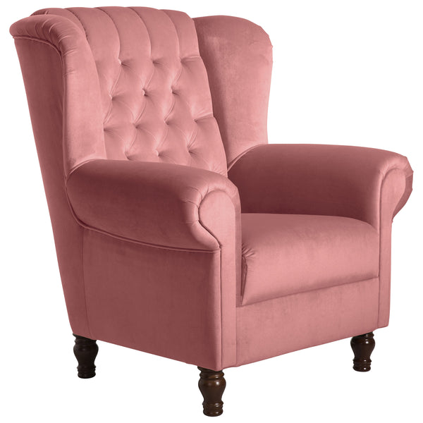 Fauteuil à oreilles Max Winzer Vary rosé