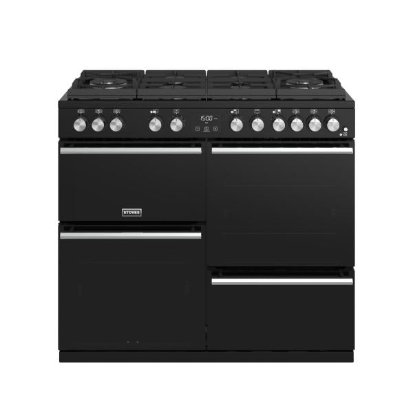 POÊLES PRECISION S1000 Deluxe GTG DF Gaz sur Verre Noir/Chrome 