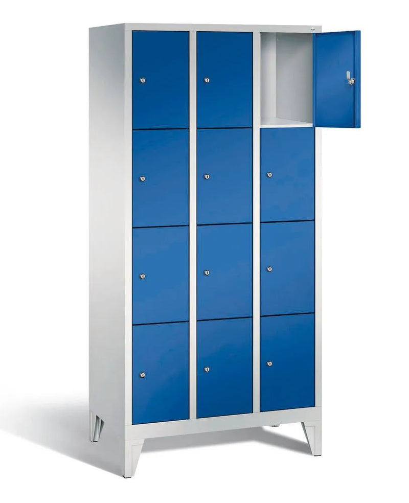 DENIOS Fächerschrank Cabo Auf Füssen, 12 Fächer, B 900, H 1850, T 500 Mm, Grau/blau