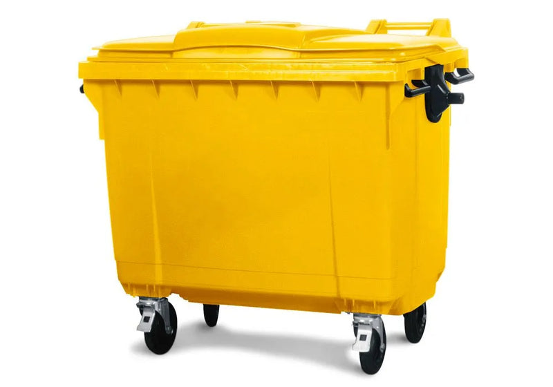 Conteneur à déchets DENIOS en polyéthylène (PE), capacité de 1100 litres, jaune 