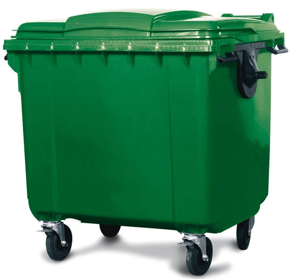 DENIOS afvalcontainer van polyethyleen (PE), inhoud 1100 liter, groen 