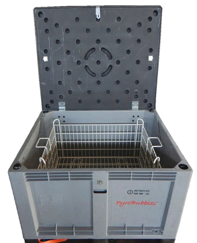 DENIOS Lithium-ionen-akku-transportbox Pe, 299 L, M-box 2 Advanced, Füllmaterial Pyrobubbles®