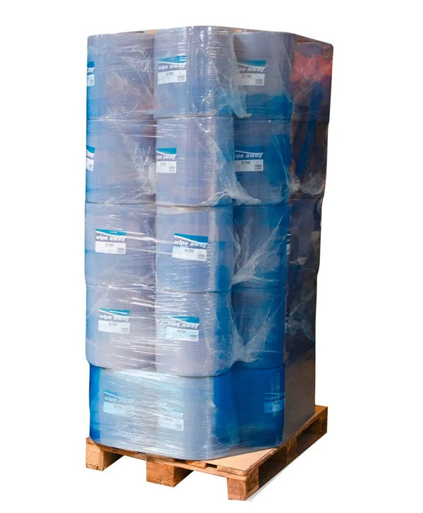 DENIOS Robuuste reinigingsdoekjes van gerecycled papier, met Eu-ecolabel, 3-laags, blauw, 1 palet, 40 rollen 