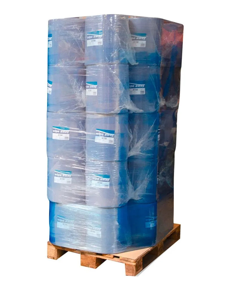 DENIOS Robuste Reinigungstücher Aus Recyclingpapier, Mit Eu-ecolabel, 3-lagig, Blau, 1 Palette, 40 Rollen