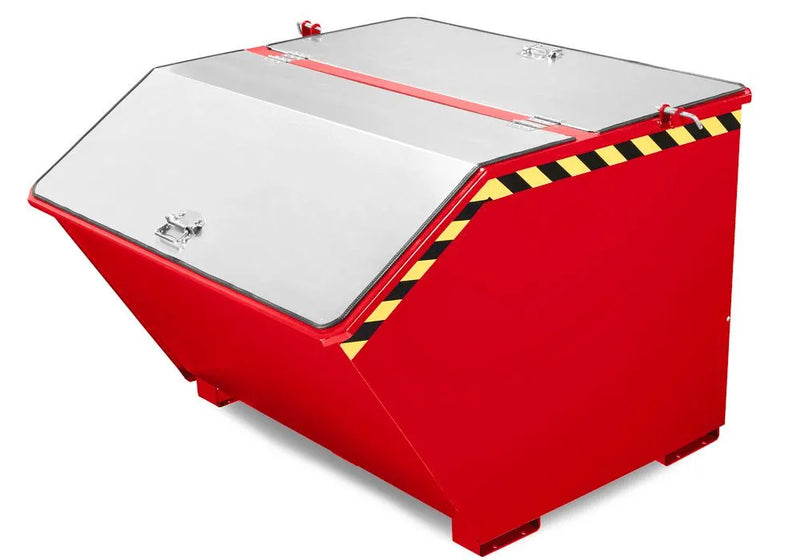 Conteneur basculant DENIOS en acier, capacité de 750 litres, rouge 