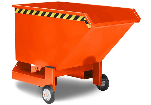 DENIOS Kippwagen Aus Stahl, 250 Liter Volumen, Orange