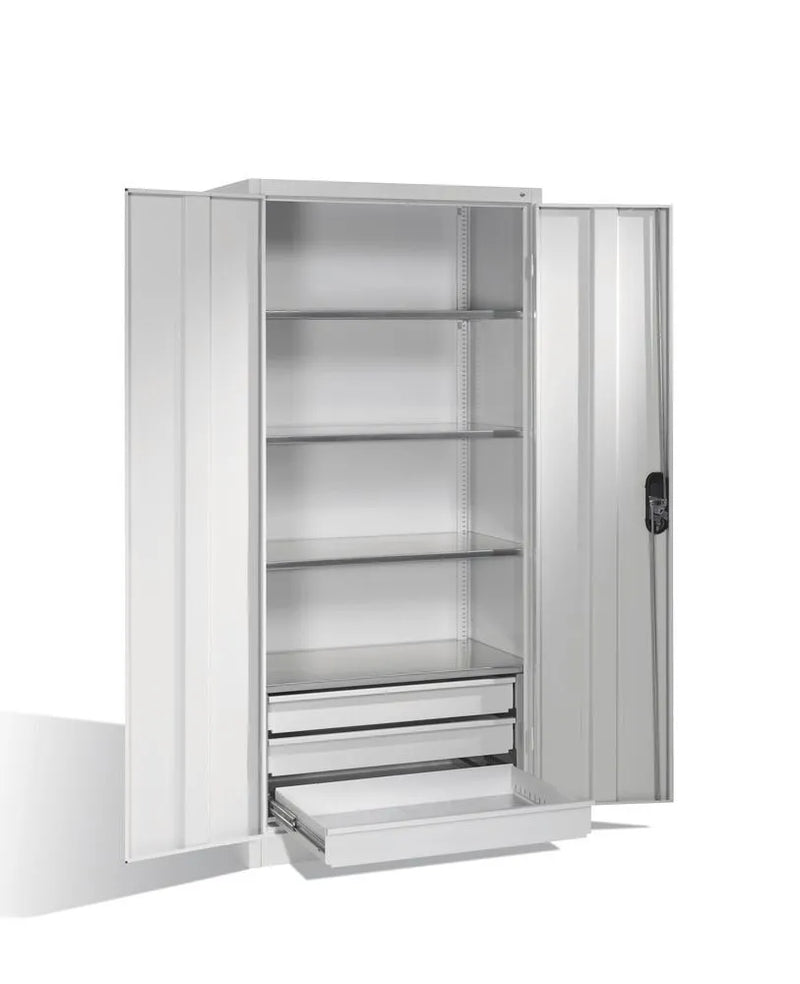 DENIOS Werkzeug- U. Materialschrank Cabo, Drehtüren U. Schubkästen, B 930, T 500, H 1950 Mm, Grau