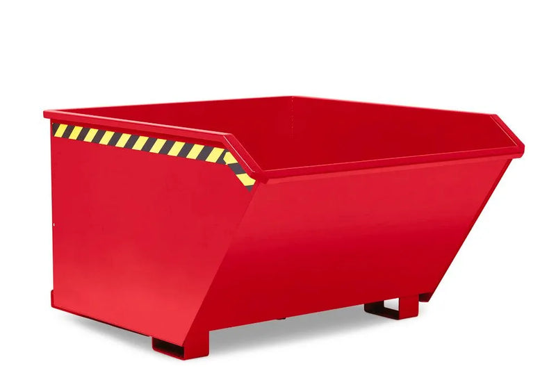 Conteneur basculant DENIOS en acier, capacité de 750 litres, rouge 