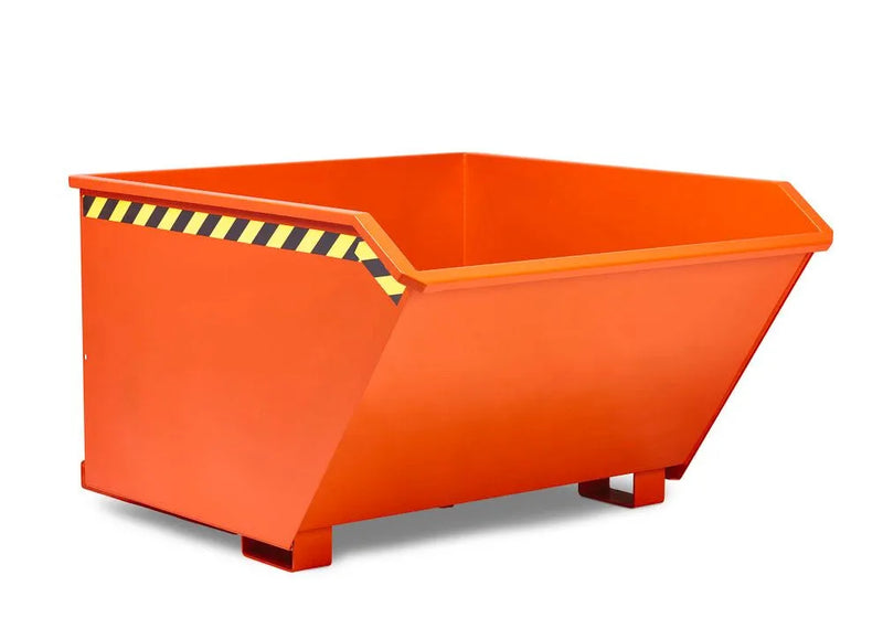 Conteneur basculant DENIOS en acier, capacité de 1250 litres, orange 