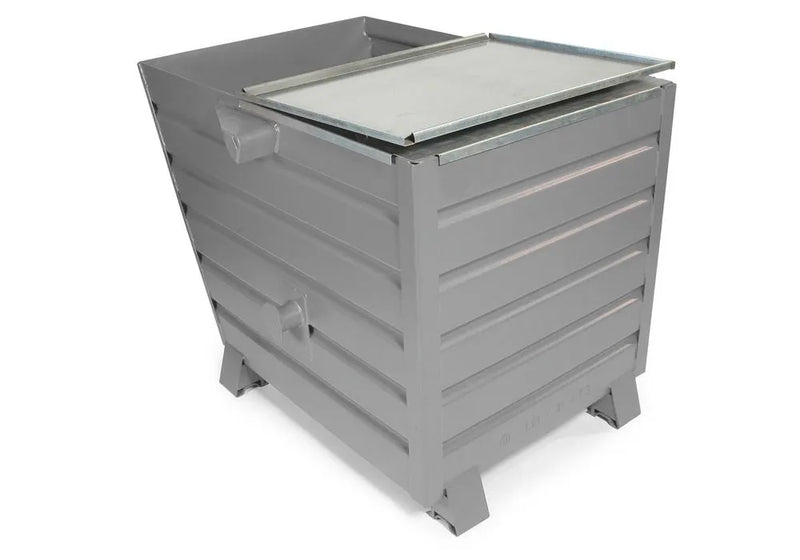 Conteneur de vrac universel DENIOS en acier, avec couvercle, capacité de 810 litres, gris 