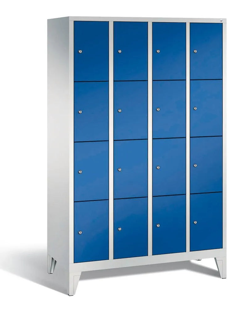 DENIOS Fächerschrank Cabo Auf Füssen, 16 Fächer, B 1190, H 1850, T 500 Mm, Grau/blau