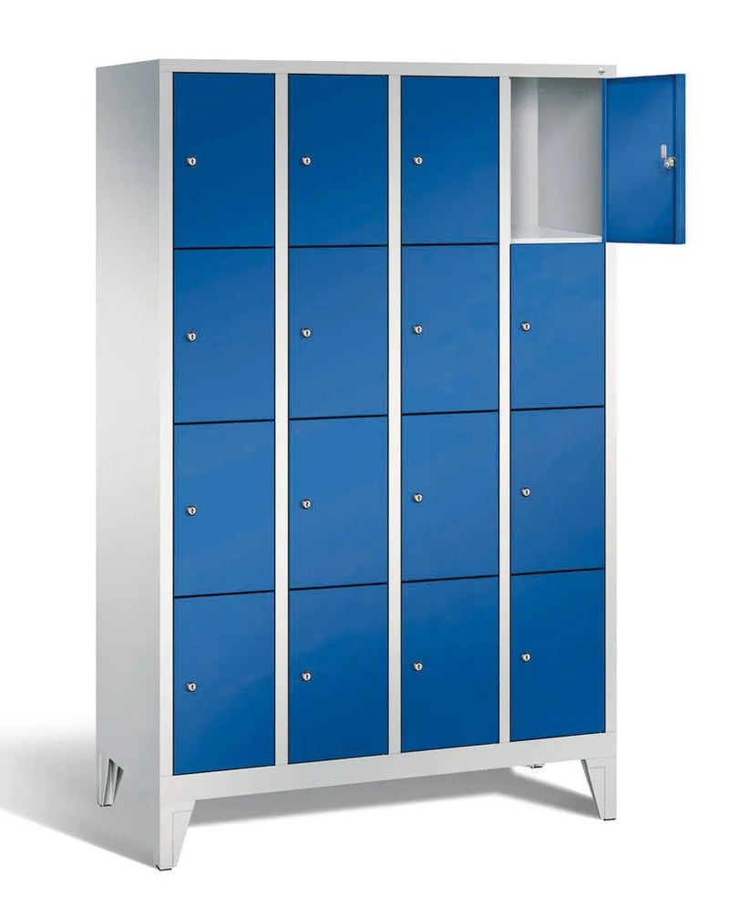 DENIOS Fächerschrank Cabo Auf Füssen, 16 Fächer, B 1190, H 1850, T 500 Mm, Grau/blau