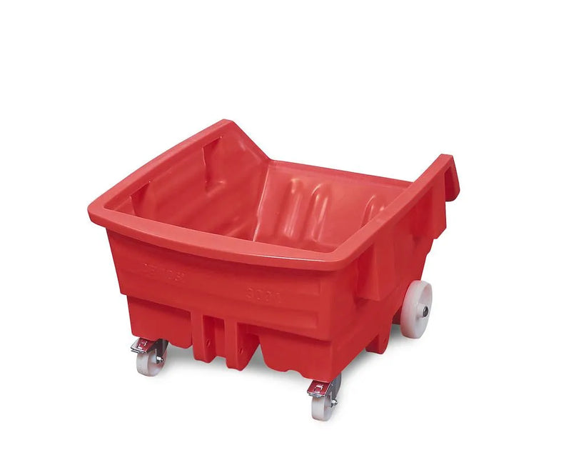 DENIOS Kippwagen Aus Polyethylen (Pe), Mit Rollen, 750 Liter Volumen, Rot