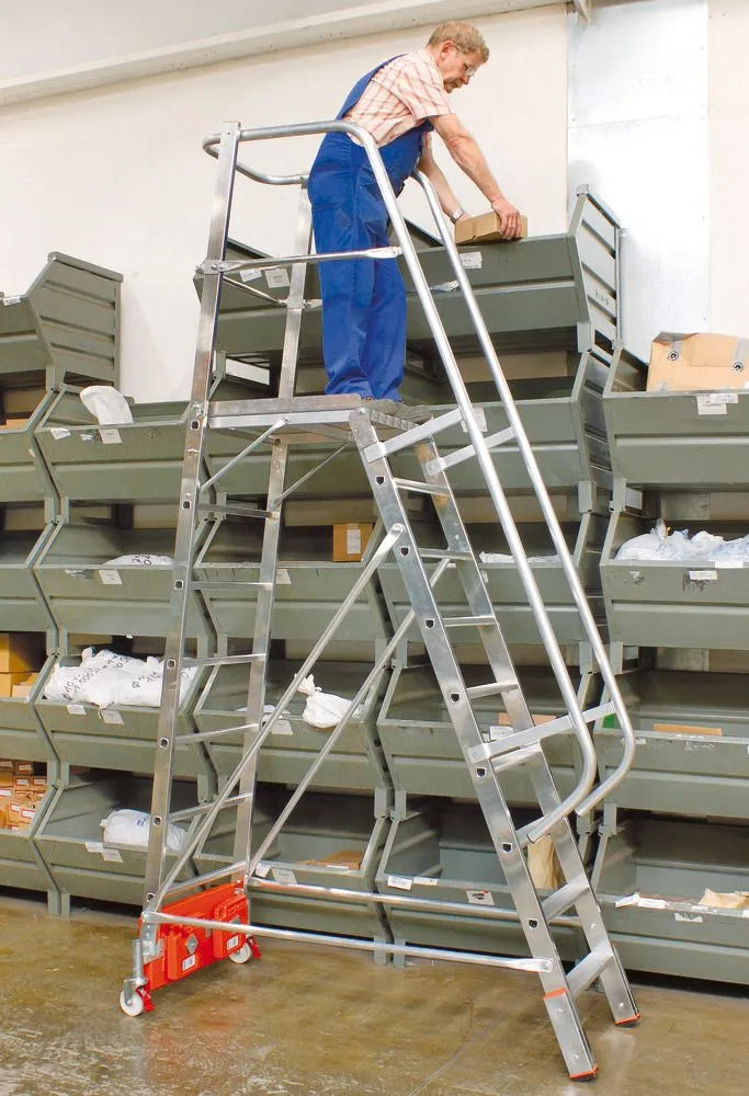 DENIOS Platformladder Vario Compact, Aluminium Met Platform, 9 Treden 