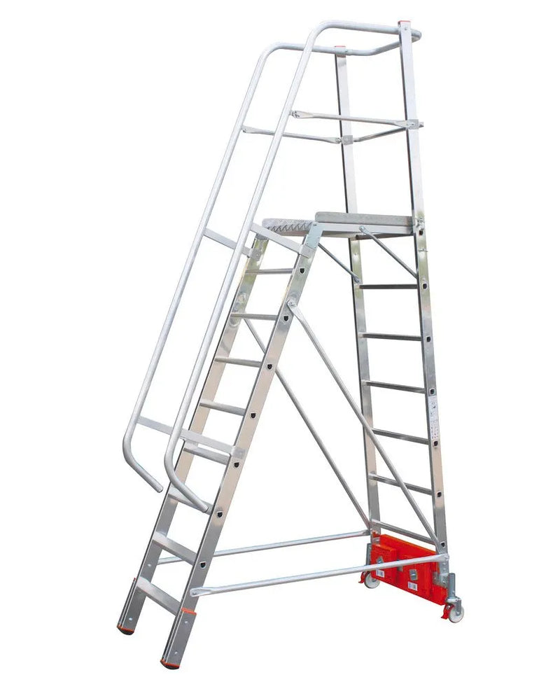 DENIOS Platformladder Vario Compact, Aluminium Met Platform, 9 Treden 