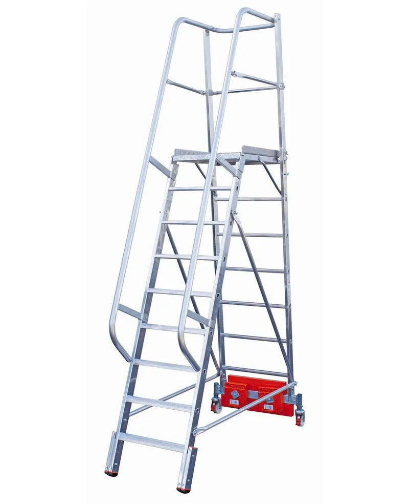 DENIOS Platformladder Vario Compact, Aluminium Met Platform, 9 Treden 