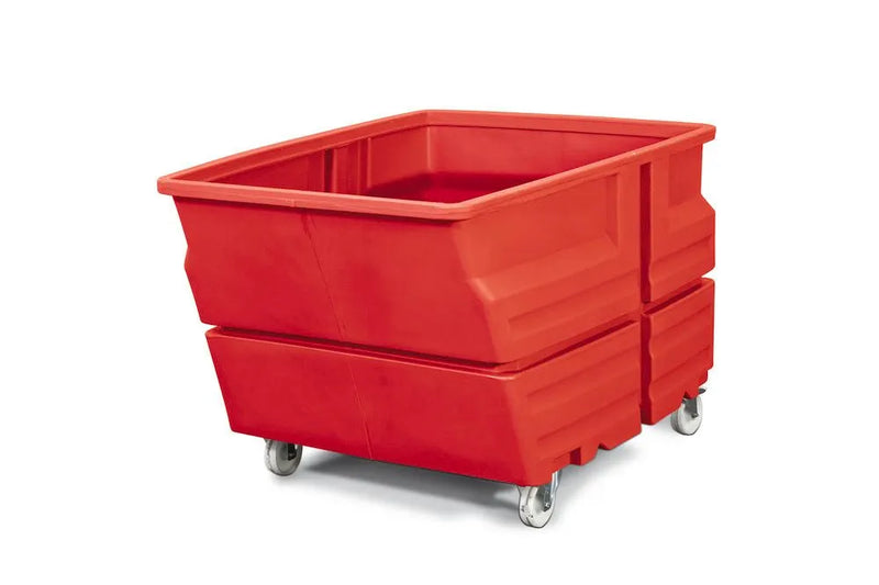 DENIOS systeemcontainer van polyethyleen (PE), met wielen, 800 liter volume, rood 