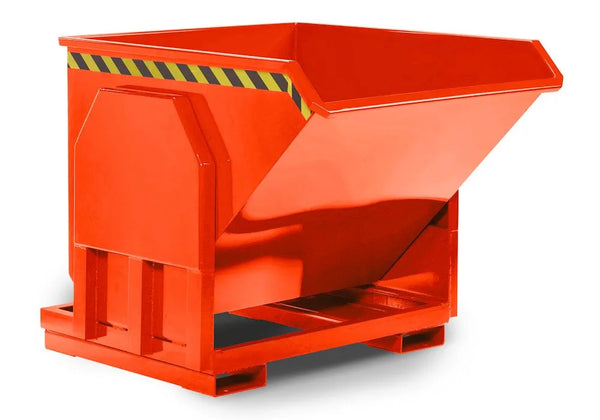 Conteneur basculant robuste DENIOS en acier, volume de 800 litres, orange