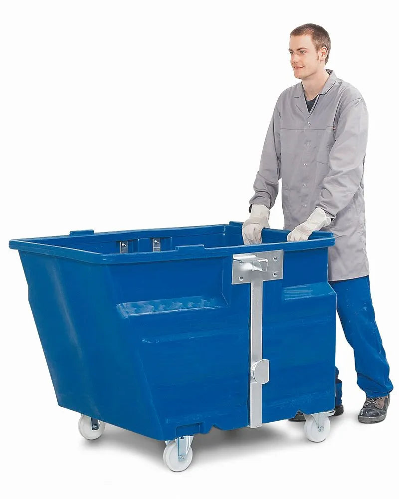 DENIOS bulkcontainer van polyethyleen (PE), met wielen, 800 liter volume, blauw 