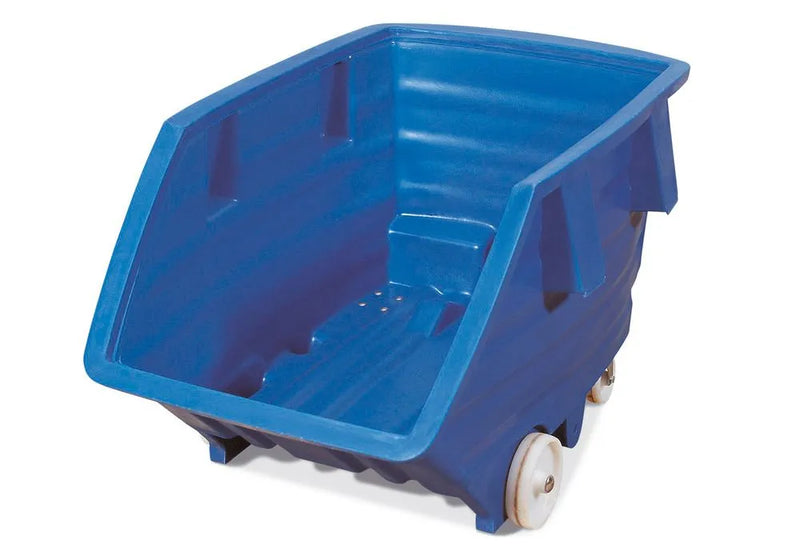 DENIOS Kippwagen Aus Polyethylen (Pe), Mit Rollen, 500 Liter Volumen, Blau